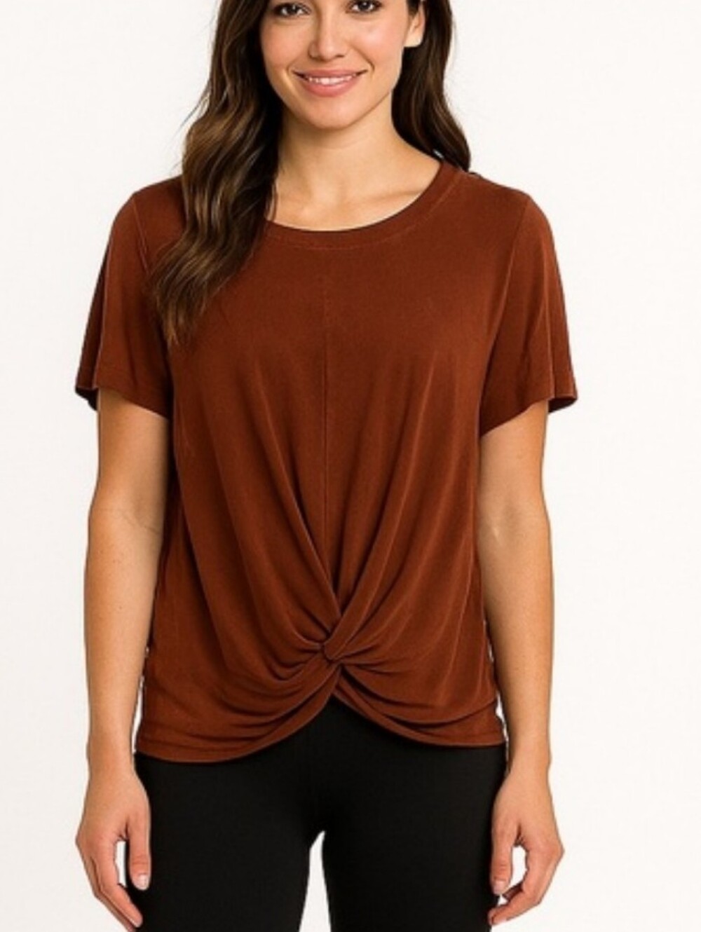 Altar'd State Rust Twist-Front Short Sleeve Top Size XS